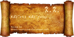 Kürti Károly névjegykártya